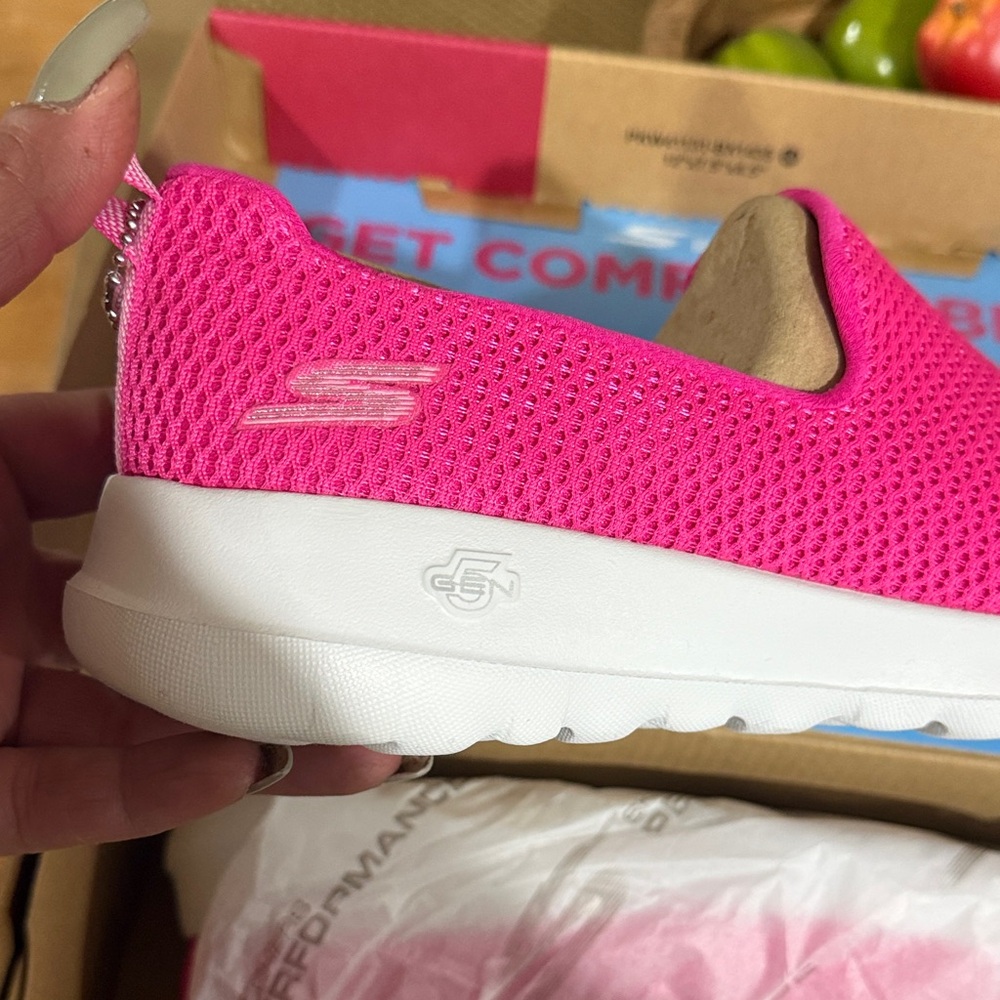 Skechers GOwalk Joy Slip-On Shoe - Hot Pink - Picture 2 of 3